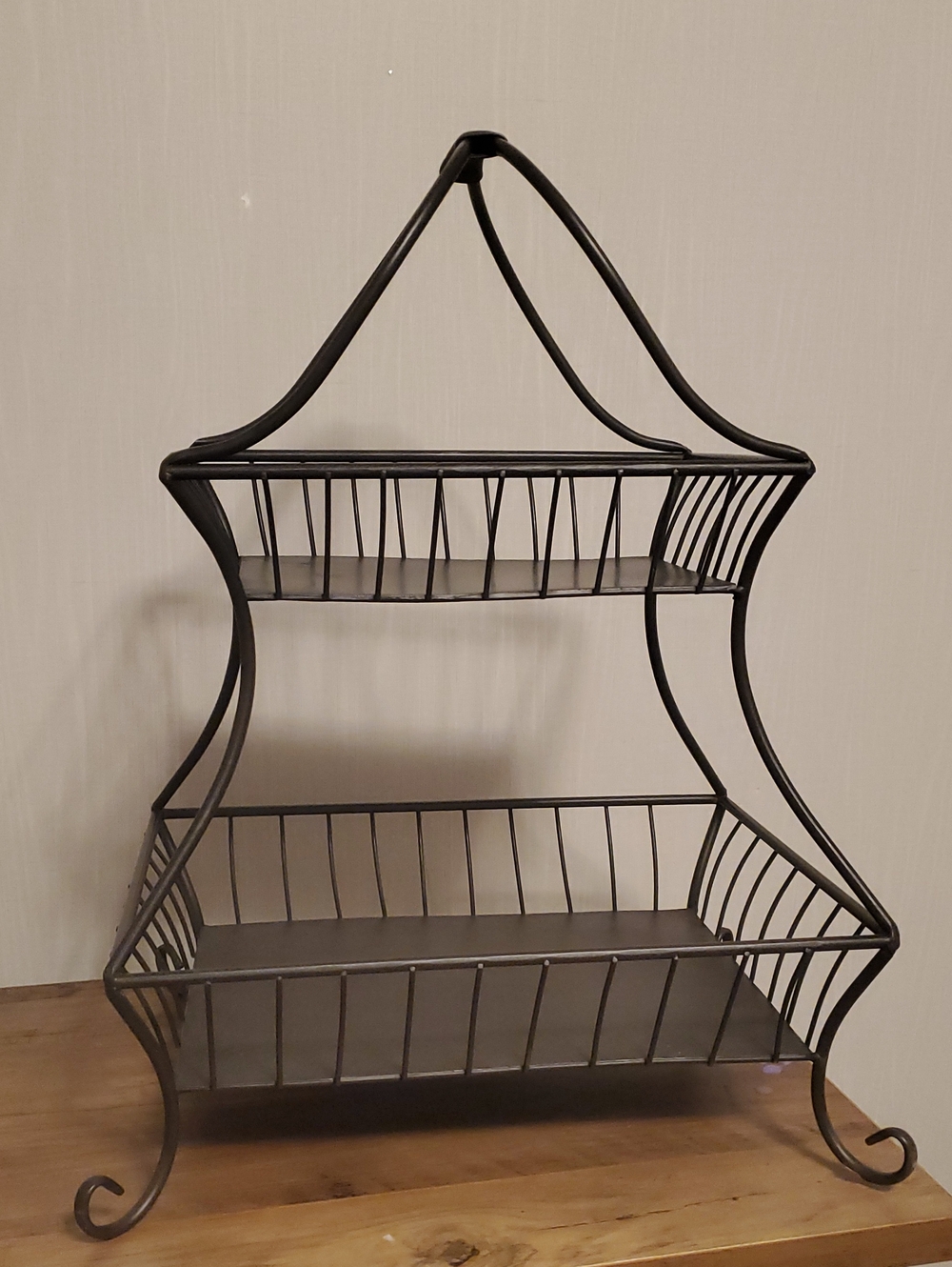 Fruit Holder Two-Tier Black Metal Display Shelf